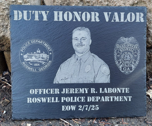 Custom Police Officer designed laser engraved slate 12x10 memorial plaque - Law Enforcement Memorial Plaque, Sheriff Deputy, Police, EOW
