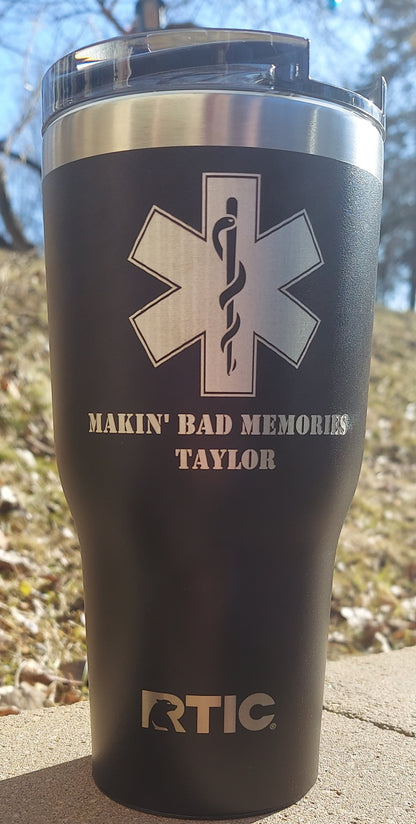 Custom Paramedic laser engraved tumbler - EMT, First Responder, Medic, Ambulance, Medical, 20 oz or 30 oz, RTIC brand with lid
