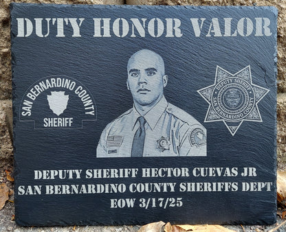 Custom Police Officer designed laser engraved slate 12x10 memorial plaque - Law Enforcement Memorial Plaque, Sheriff Deputy, Police, EOW