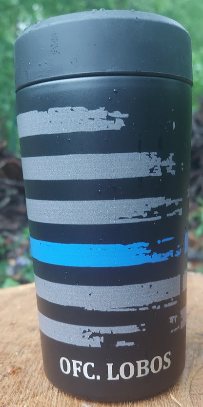 Frost Buddy Universal Buddy 2.0 Can Cooler - Blue Line Flag, Police Officer, Law Enforcement, Trooper, Deputy, Cop, Thin Blue Line, Sheriff