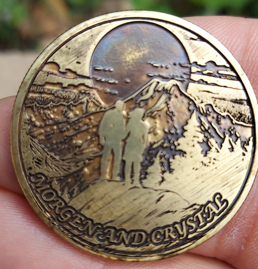 Engraved Wedding Brass Coin with Wedding Bands | Wedding Favor Coin | Anniversary Gift | Wedding Gift
