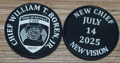 Custom laser engraved brass / stainless steel challenge coin - Firefighter, Fire Maltese, Fire Department, Fireman, Retirement, Deep Engrave
