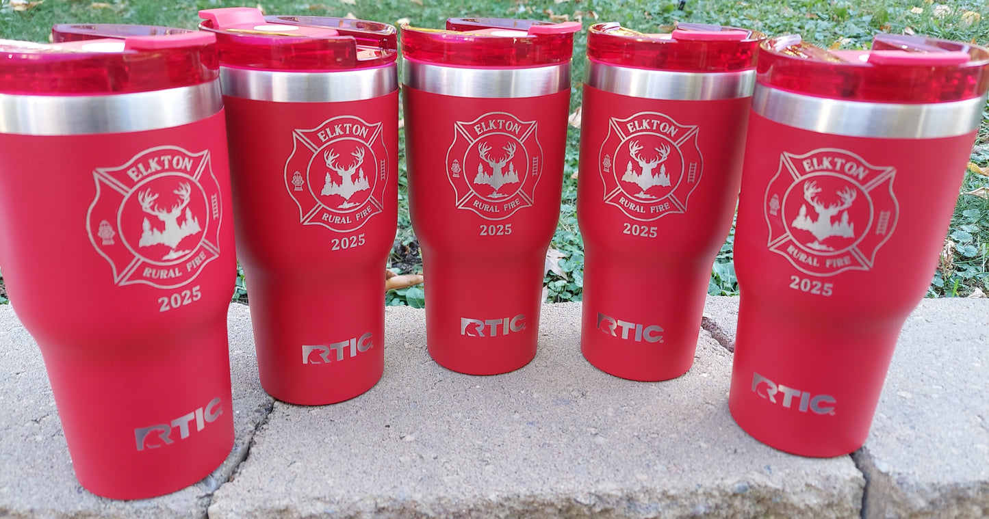 Custom Firefighter laser engraved tumbler - Fireman, Fire Department, First Responder - 20 oz or 30 oz, RTIC  brand with lid