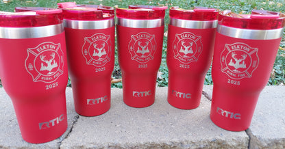 Custom Firefighter laser engraved tumbler - Fireman, Fire Department, First Responder - 20 oz or 30 oz, RTIC  brand with lid