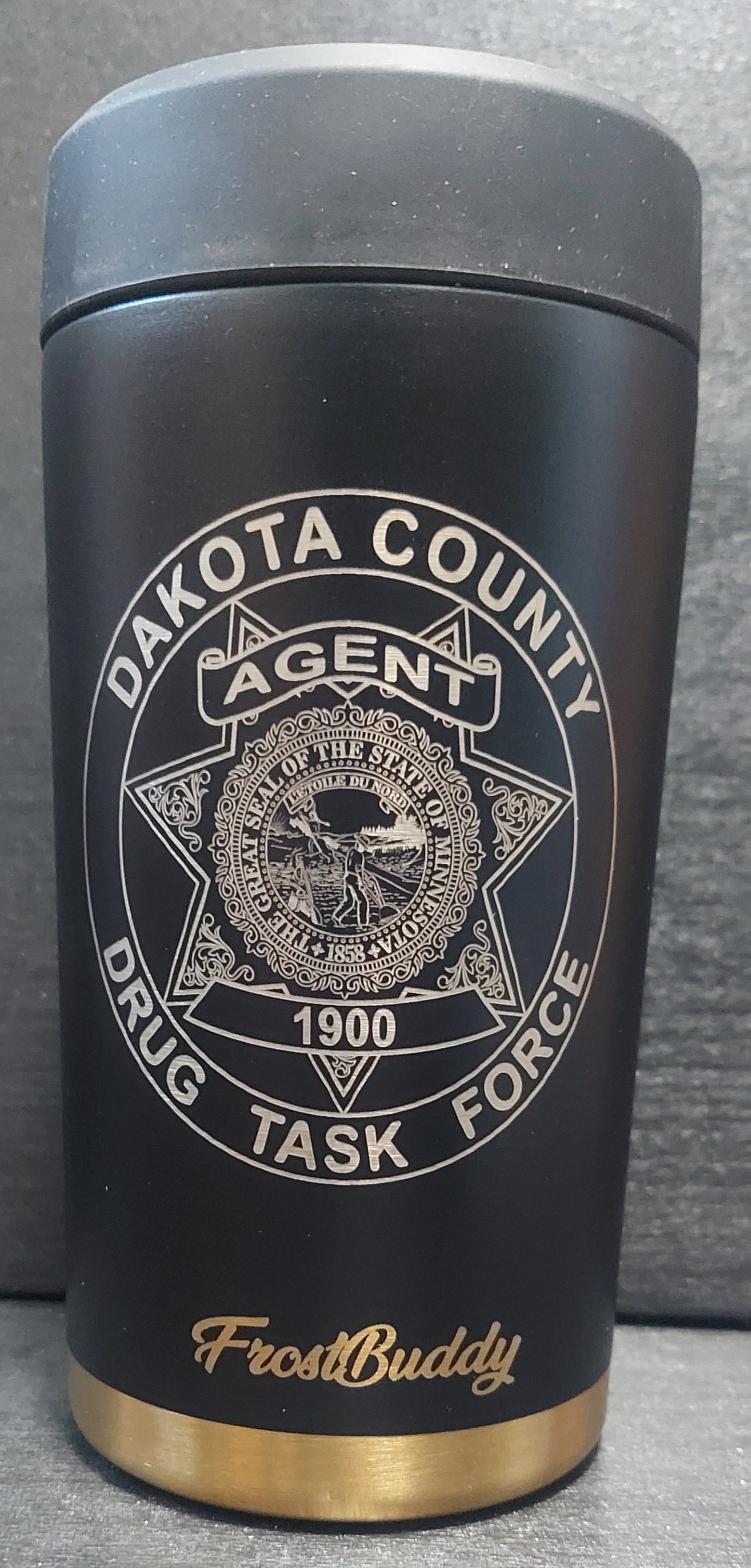 Custom Engraved Frost Buddy Universal Buddy 2.0 Can Cooler - Police Officer, Law Enforcement, Sheriff, Trooper, Badge, Patch - Texas Tea