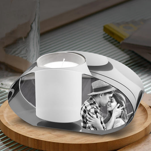 3D Crystal Photo Ellipse Candle Holder - Portrait Engraved with your photo - Mother's Day, Father's Day, Memorial, Mom, Dad, Wife, Pet