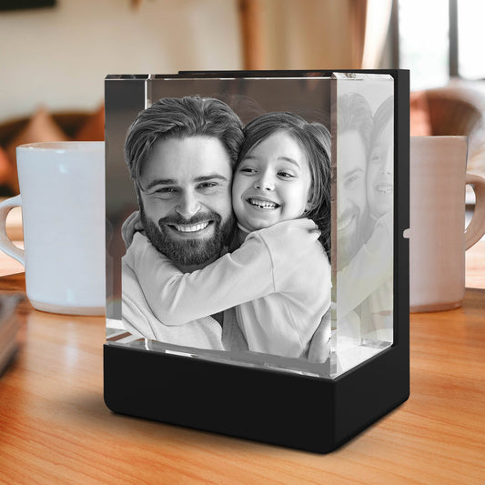 3D Photo Crystal with Light Base - Engraved - Mother's Day, Father's Day, Birthday, Anniversary, Memorial - Personalized - Customized