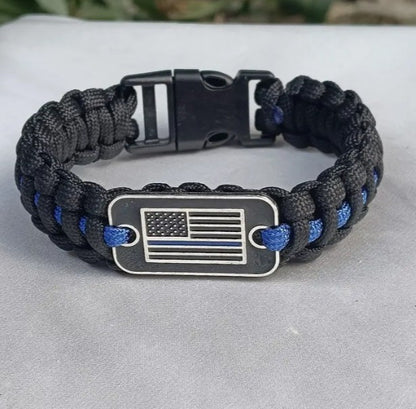 blue line police paracord bracelet