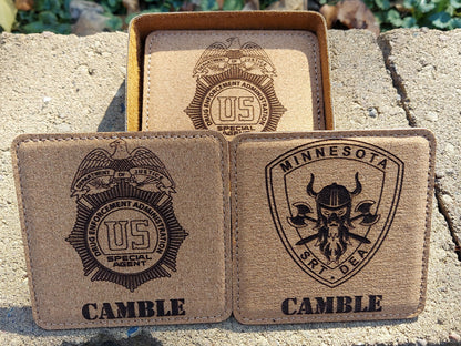 Custom Engraved Leatherette Coasters