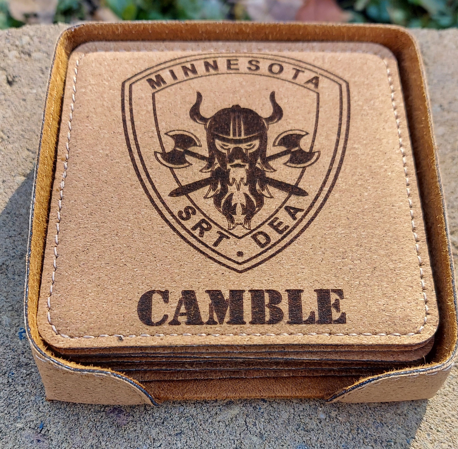 Custom Engraved Leatherette Coasters