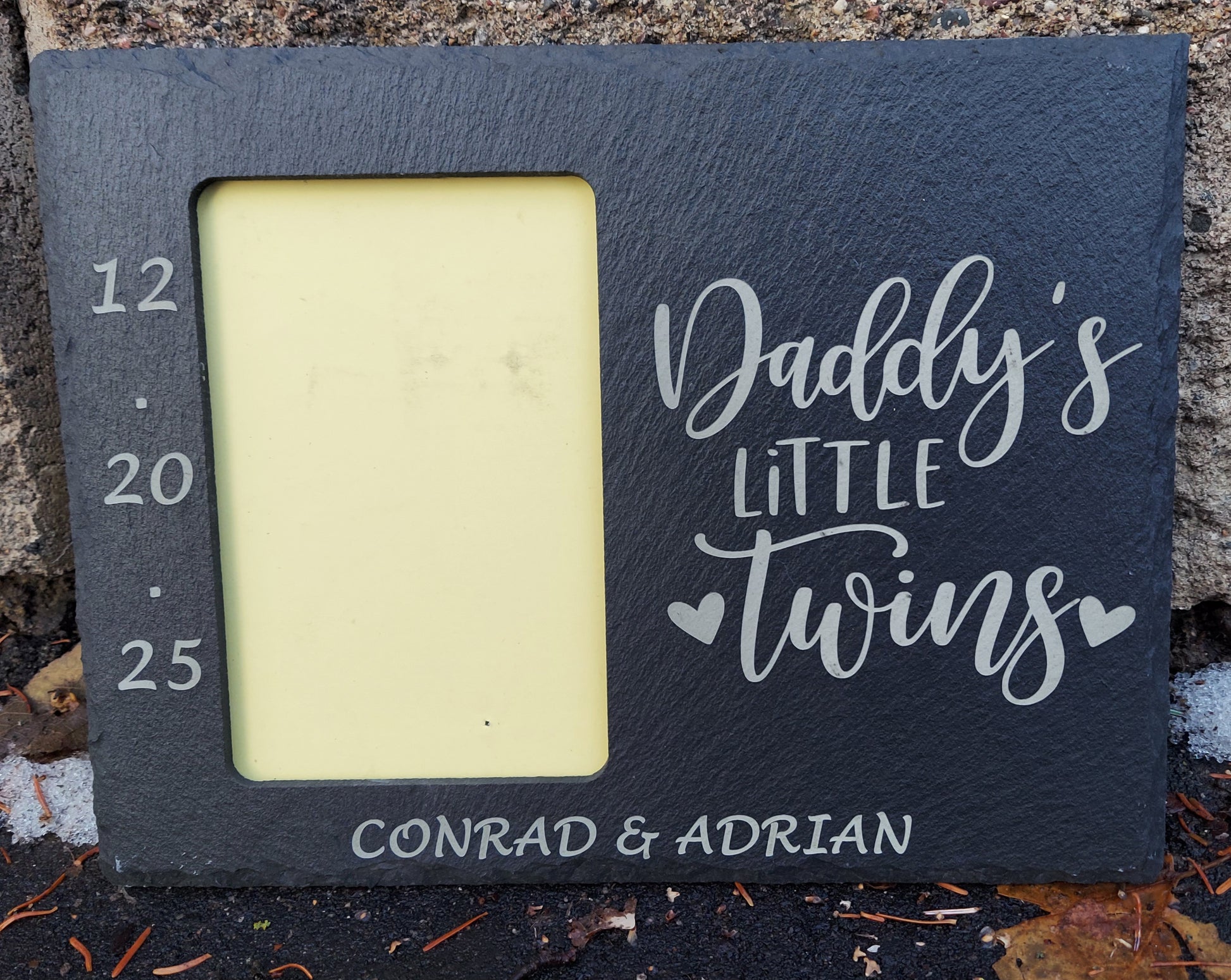 Engraved Slate Frame Daddy's Little Twins