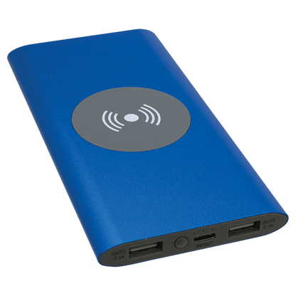 8000 mAh Power Bank with USB Cord, Wireless Charger, Portable, Battery Pack, Personalized, Laser Engraved, Travel Charge, Police / Fire