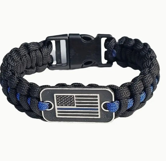 blue line police paracord bracelet
