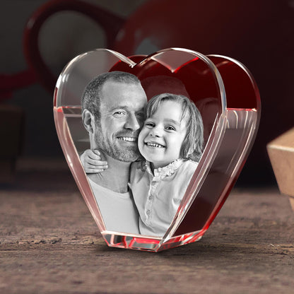 Red Heart Pencil Holder - 3D Photo Engrave - Mother's Day, Father's Day, Birthday, Anniversary, Valentine's Day - Customized Engraving