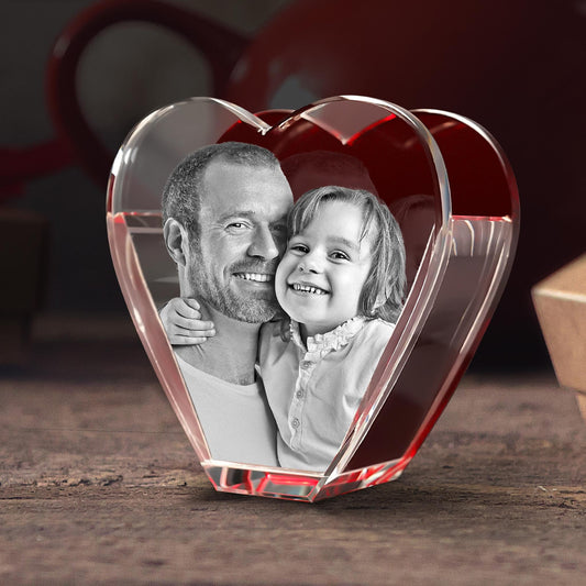 Red Heart Pencil Holder - 3D Photo Engrave - Mother's Day, Father's Day, Birthday, Anniversary, Valentine's Day - Customized Engraving