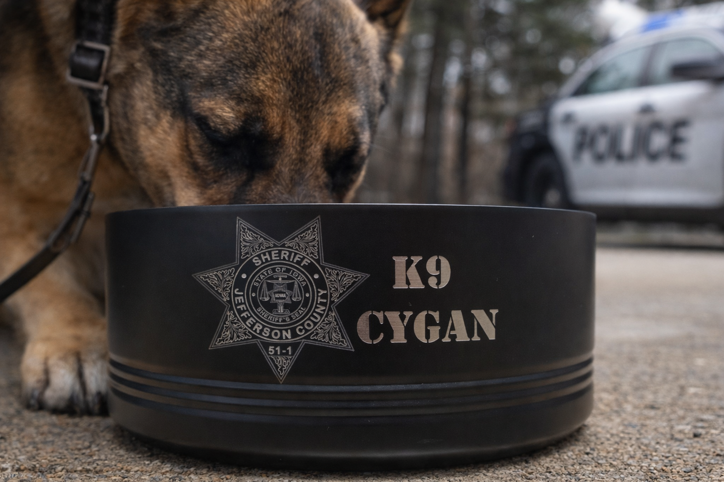 custom engraved police k9 dog bowl 