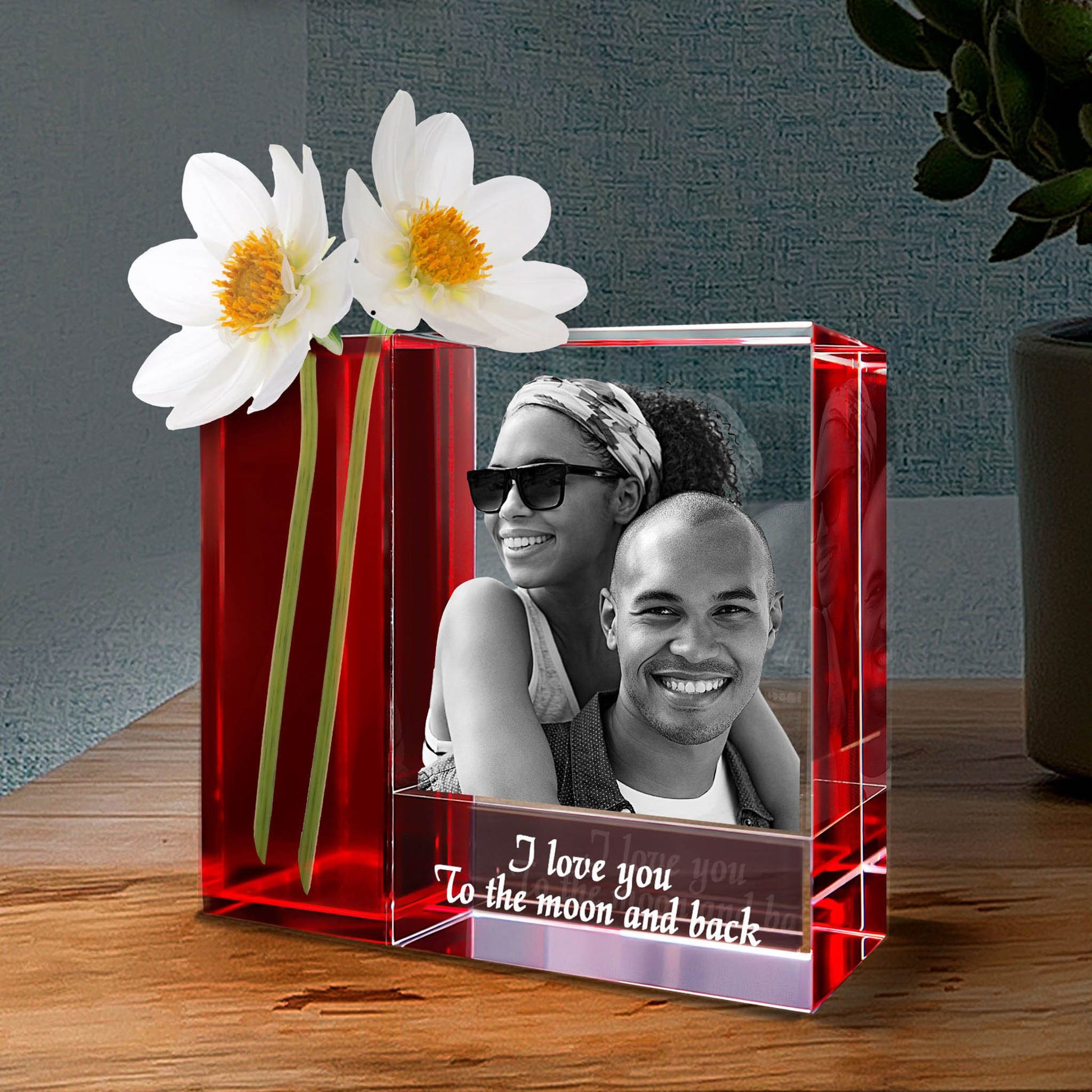 custom laser engraved 3D photo frame vase