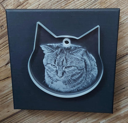custom laser engraved 3d crystal cat shaped christmas ornament