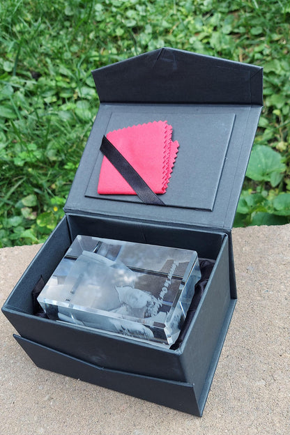 custom laser engraved 3d crystal desktop photo