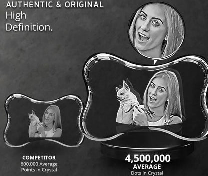 custom laser engraved 3d crystal dog bone 