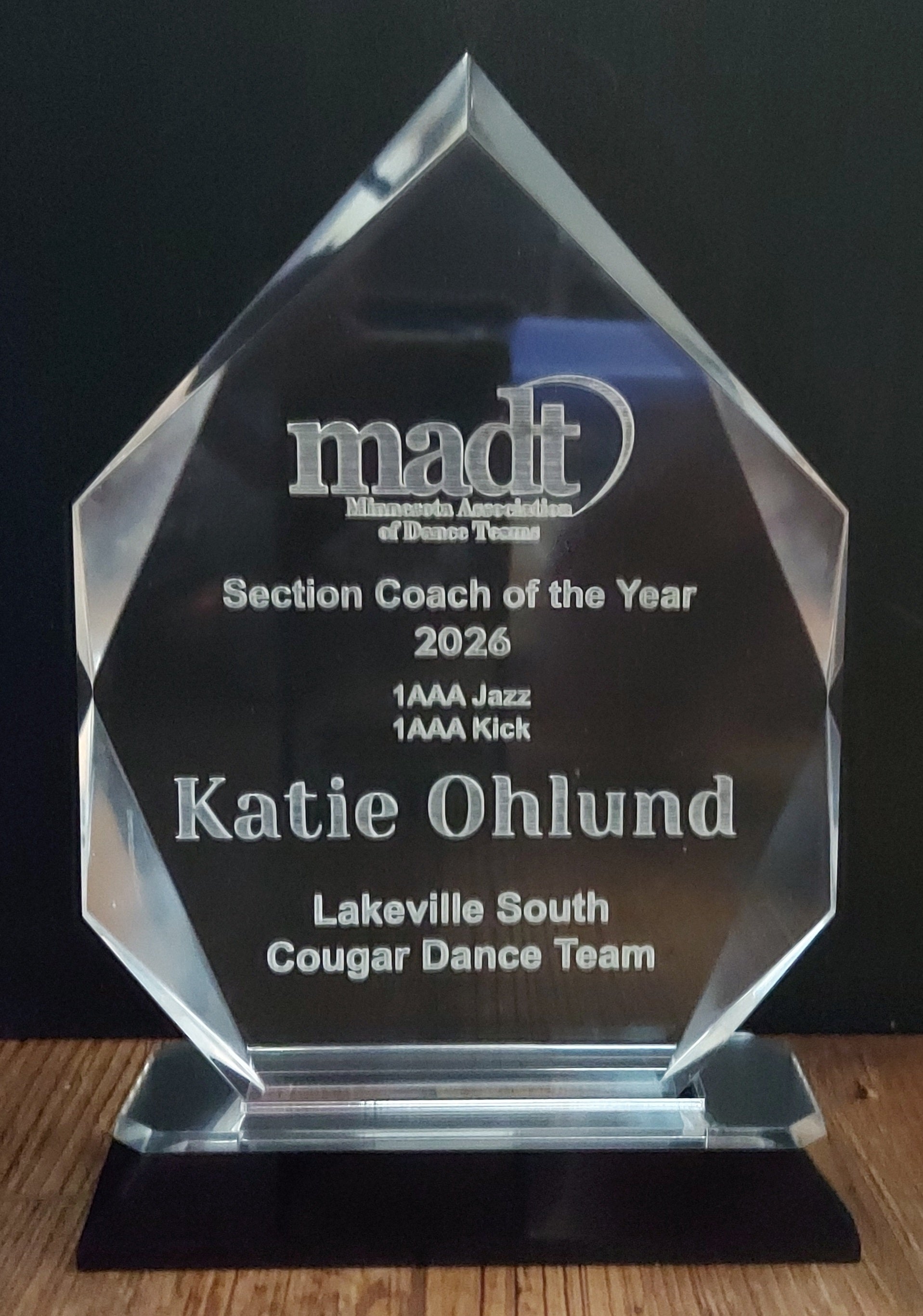 custom laser engraved acrylic diamond cut award