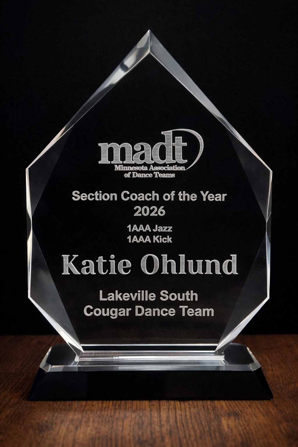 custom laser engraved acrylic diamond cut award