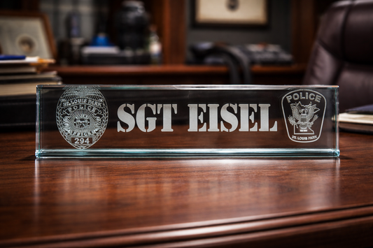 custom laser engraved crystal desk wedge