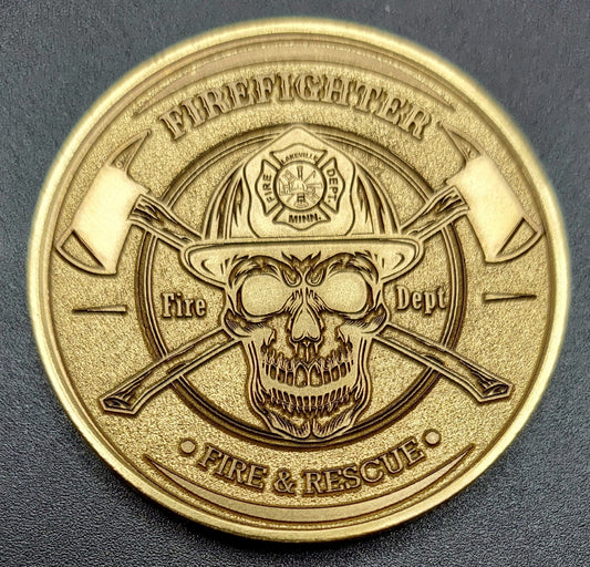 custom laser engraved firefighter challenge coin 