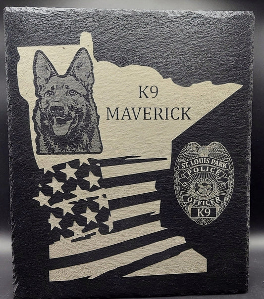 custom laser engraved k9 minnesota plaque