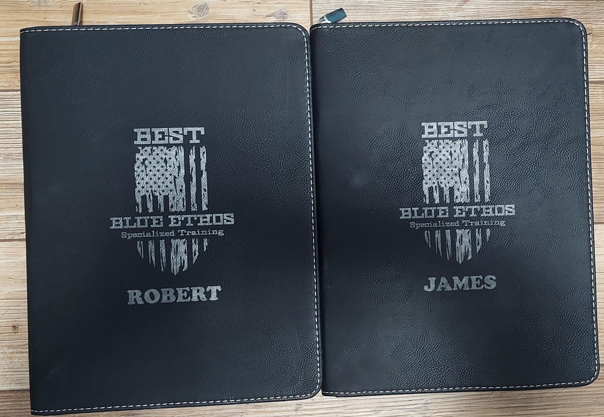 custom laser engraved leatherette portfolio 