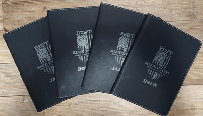 custom laser engraved leatherette portfolio 