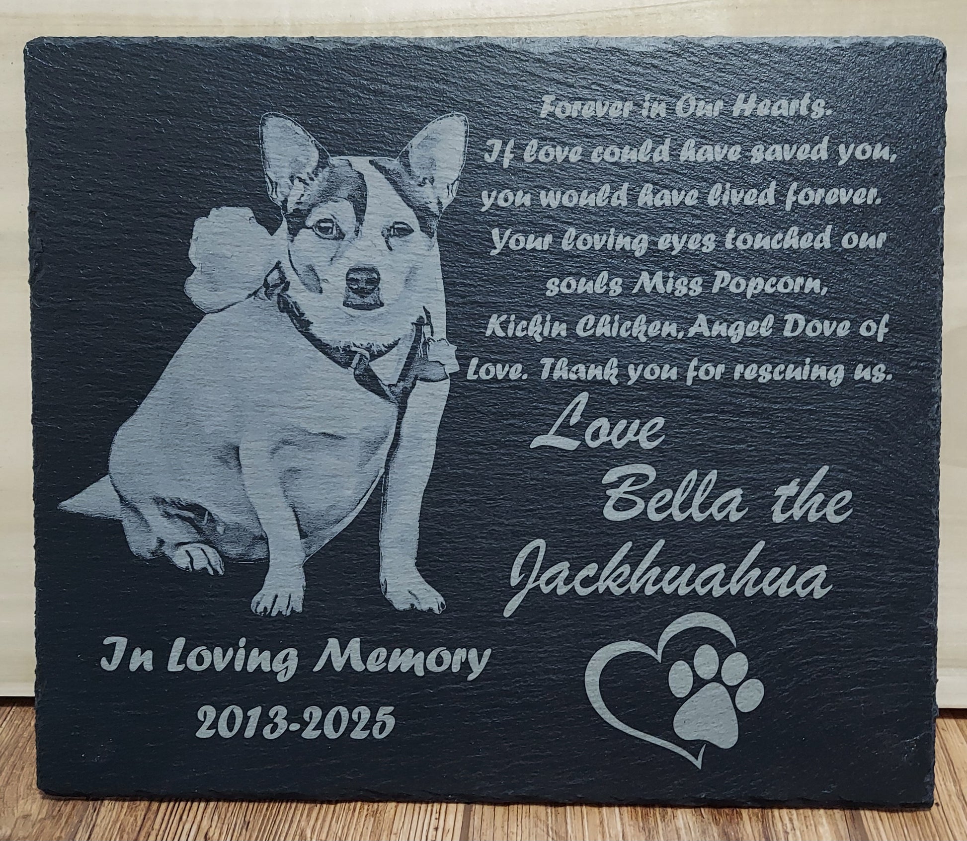 custom laser engraved pet memorial dog