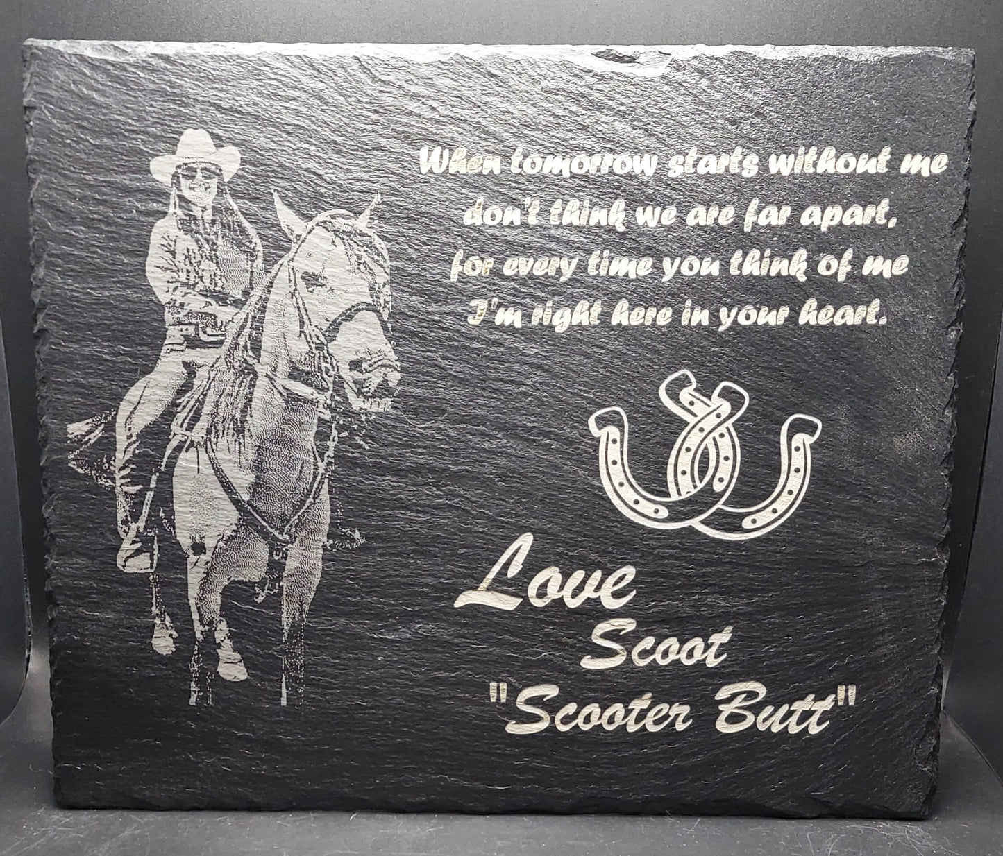 custom laser engraved pet memorial horse