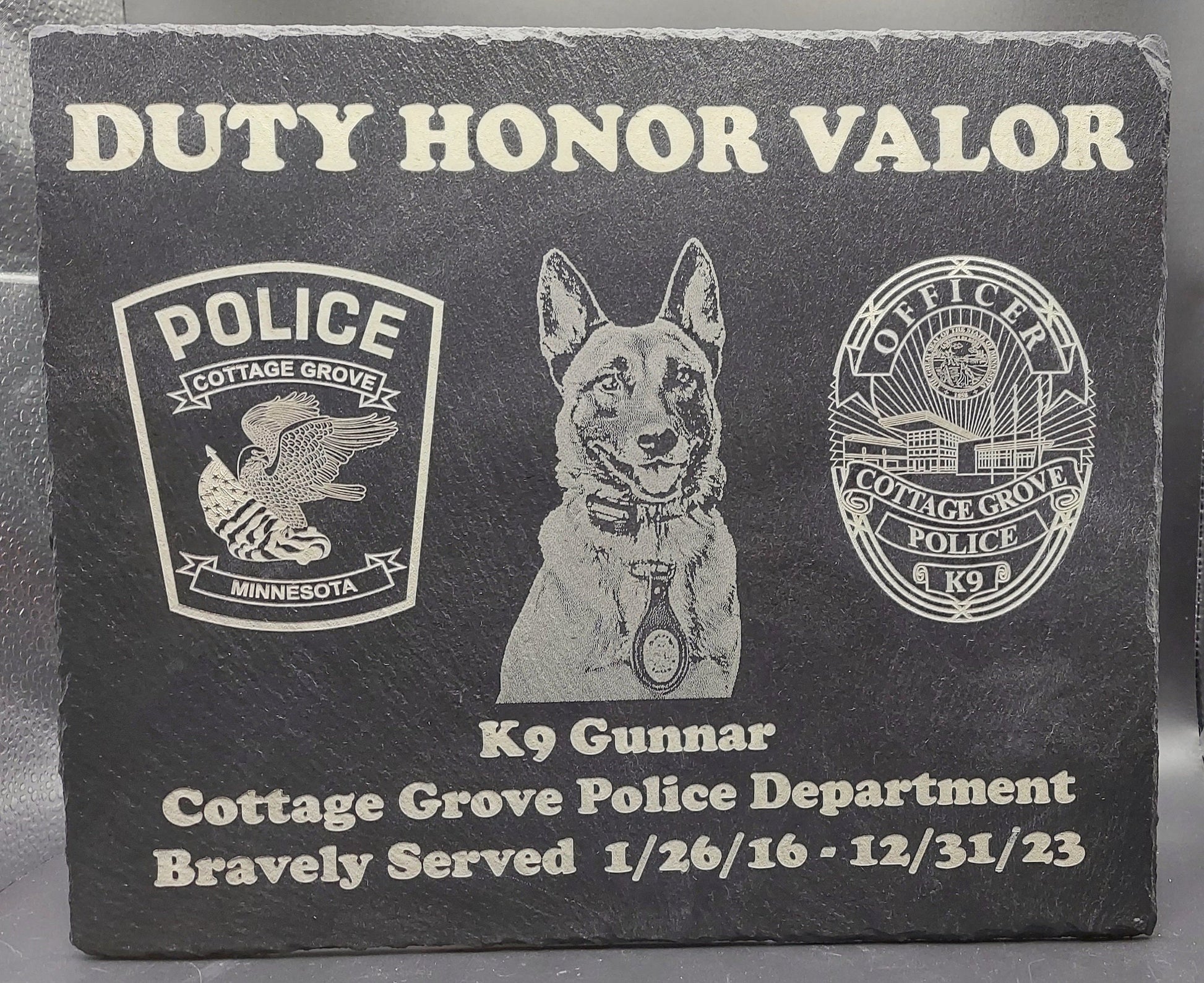 custom laser engraved police k9 memorial plaque 