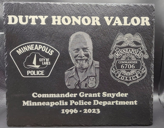 custom laser engraved police officer retirement plaque