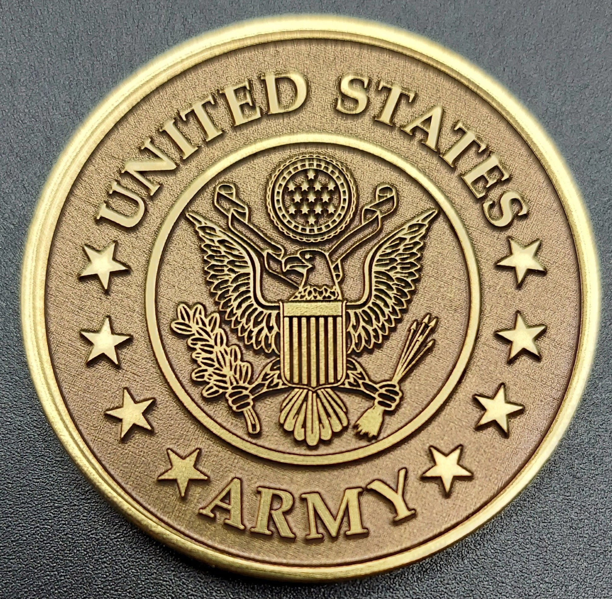 custom laser engraved us military challenge coin