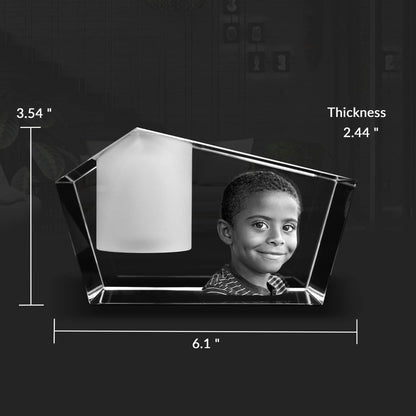 3D Crystal Photo Prism Candle Holder - Portrait Engraved with your photo - Mother's Day, Father's Day, Memorial, Mom, Dad, Wife, Pet