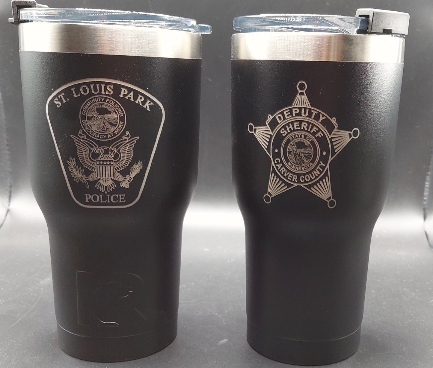 Custom Police Officer Law Enforcement laser engraved tumbler - Police, Trooper, Officer, Deputy, Sheriff 20 oz or 30 oz, RTIC brand with lid