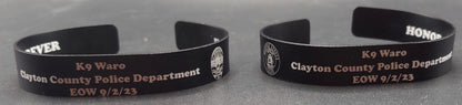 Memorial Bracelet Law Enforcement / Police Officer / First Responder / Sheriff / End of Watch / EOW / Deputy / K9 / LODD / Laser Engraved