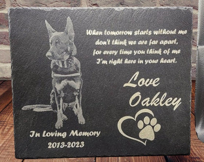Personalized Custom Designed Laser Engraved Slate Pet Memorial - Dog / Cat / Hamster / Horse / Any Animal - 12"x10"