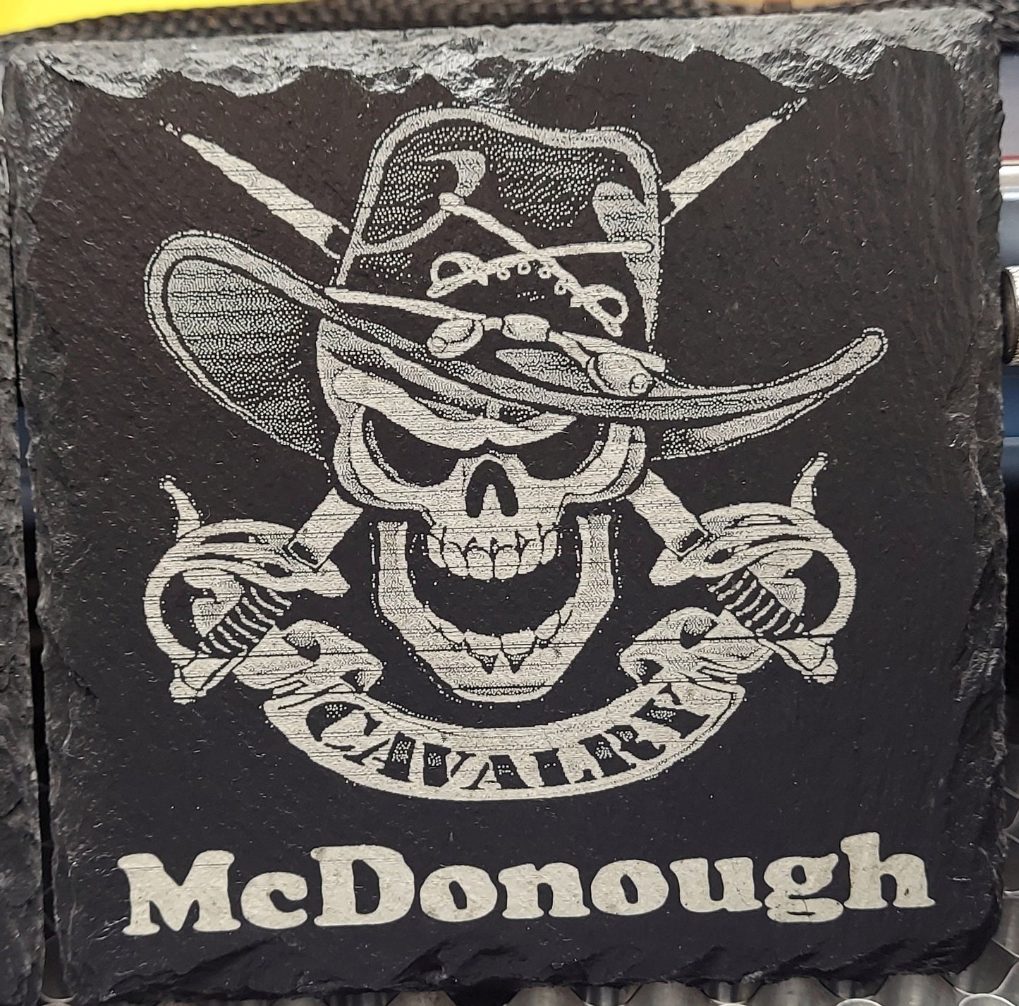 Custom Military laser engraved slate coaster set - Army, Marines, Navy, Coast Guard, Veteran, National Guard - (Set of 4)