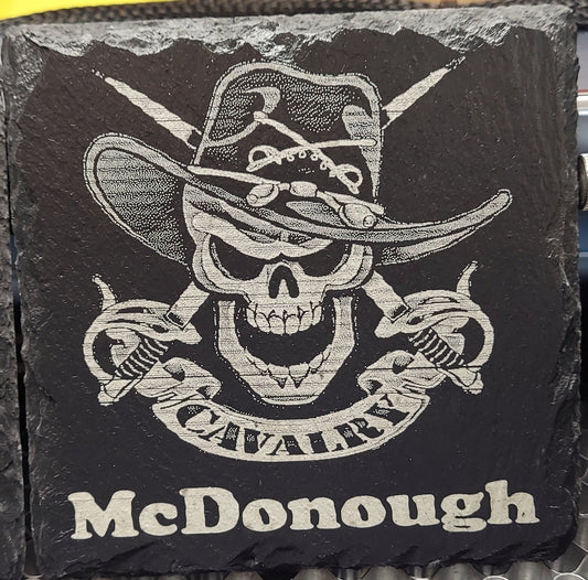 Custom Military laser engraved slate coaster set - Army, Marines, Navy, Coast Guard, Veteran, National Guard - (Set of 4)