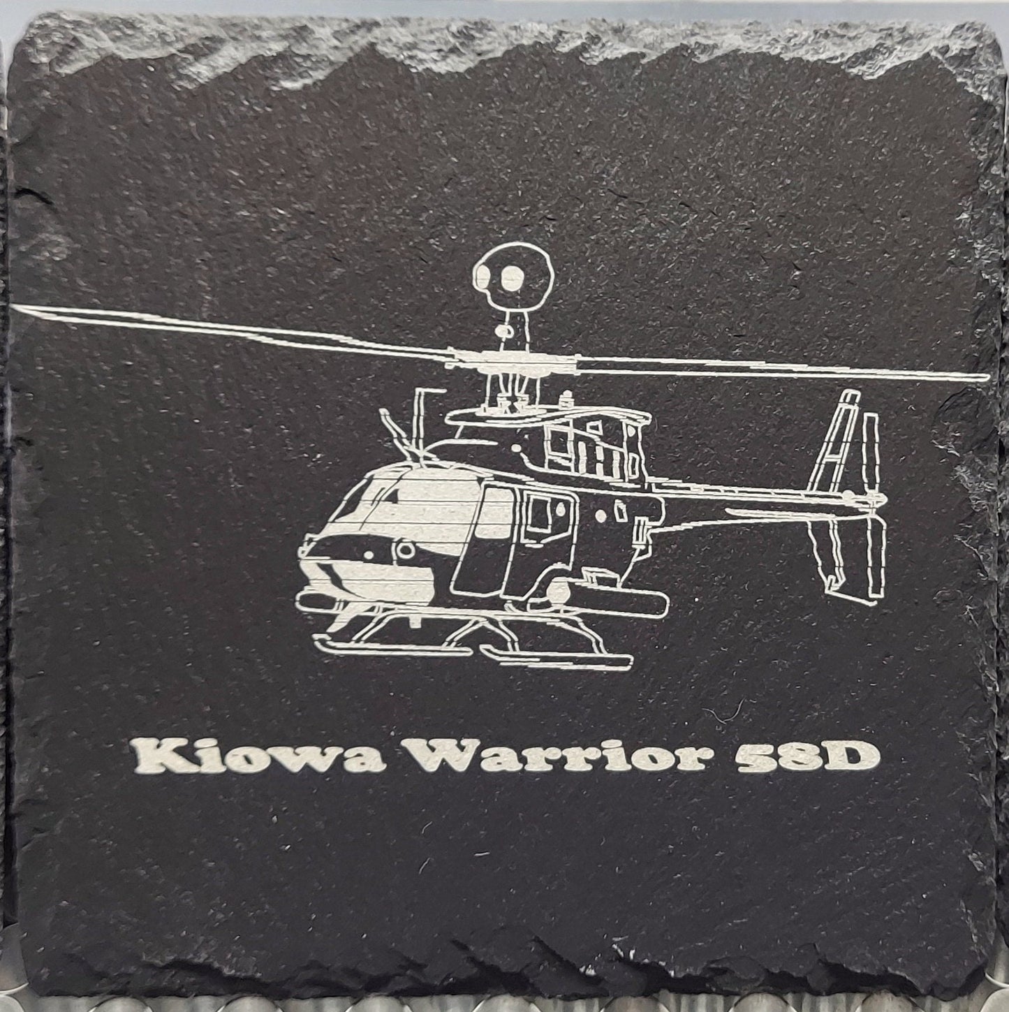 Custom Military laser engraved slate coaster set - Army, Marines, Navy, Coast Guard, Veteran, National Guard - (Set of 4)