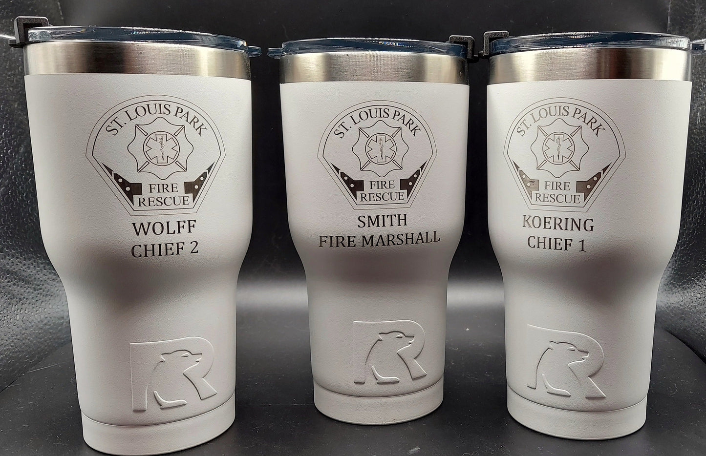 Custom Firefighter laser engraved tumbler - Fireman, Fire Department, First Responder - 20 oz or 30 oz, RTIC  brand with lid
