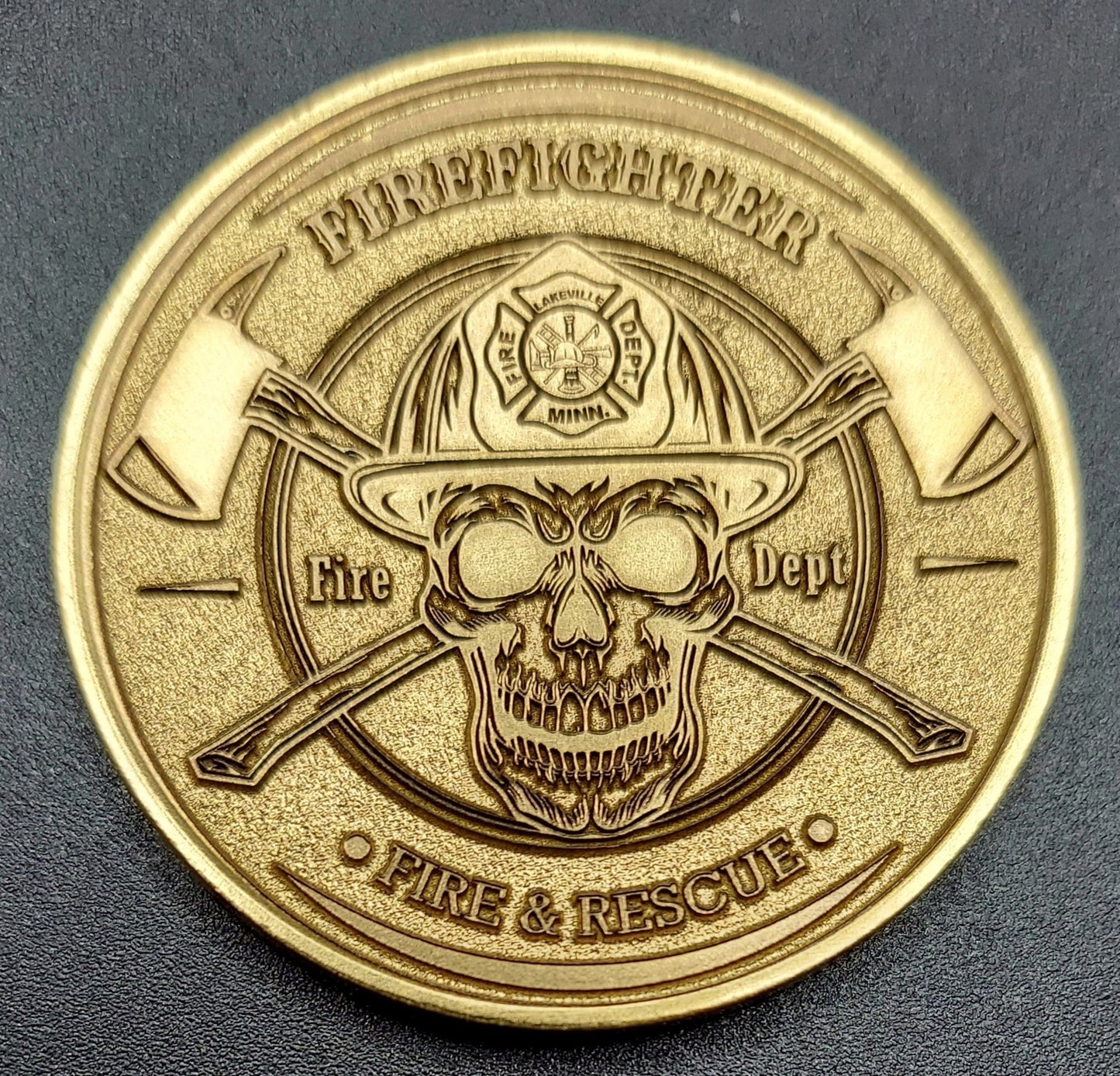 Custom laser engraved brass / stainless steel challenge coin - Firefighter, Fire Maltese, Fire Department, Fireman, Retirement, Deep Engrave