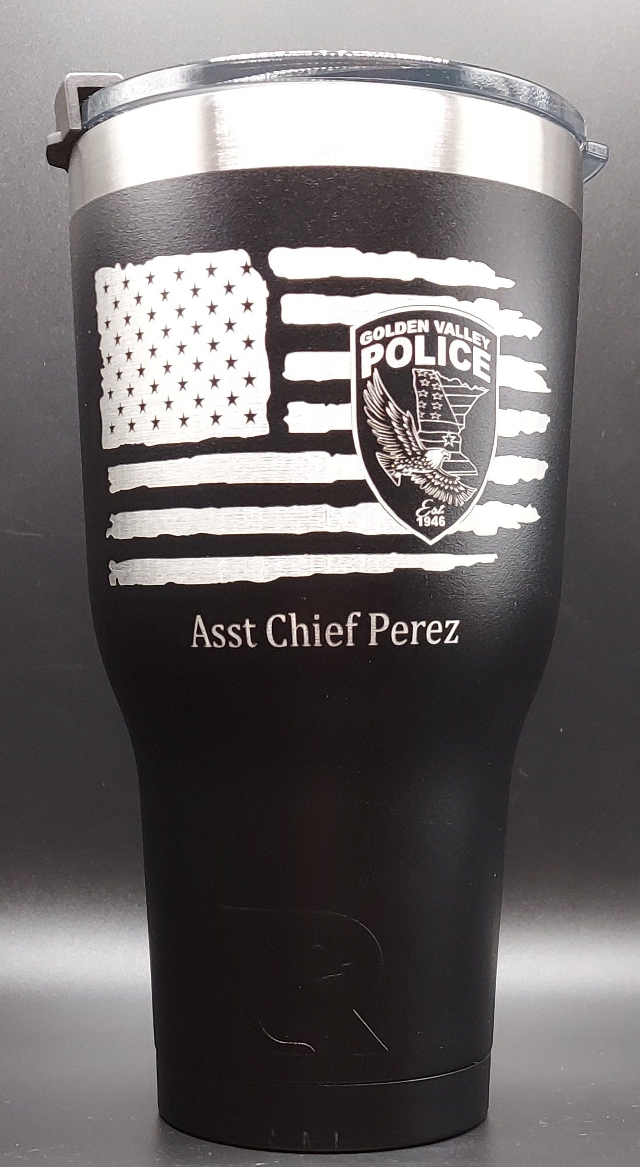Custom Police Officer Law Enforcement laser engraved tumbler American Flag - Police, Trooper, Officer, Deputy, SWAT, Sheriff 20 oz or 30 oz