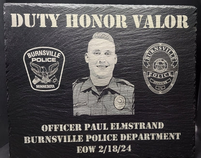 Custom Police Officer designed laser engraved slate 12x10 memorial plaque - Law Enforcement Memorial Plaque, Sheriff Deputy, Police, EOW