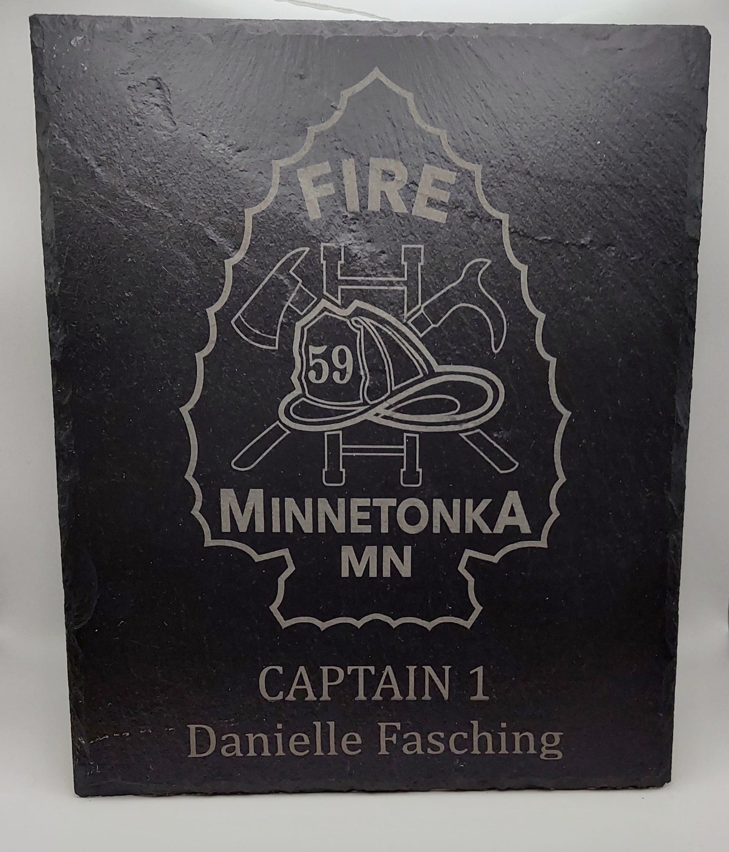 Custom Firefighter laser engraved slate 8x 10 or 12x10 plaque - Firefighter, Fireman, Fire Department, Fire Maltese, Firefighter Badge