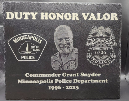 Custom Police Officer or K9 designed laser engraved slate 12x10 retirement plaque - Law Enforcement Retirement, Sheriff Deputy, Trooper