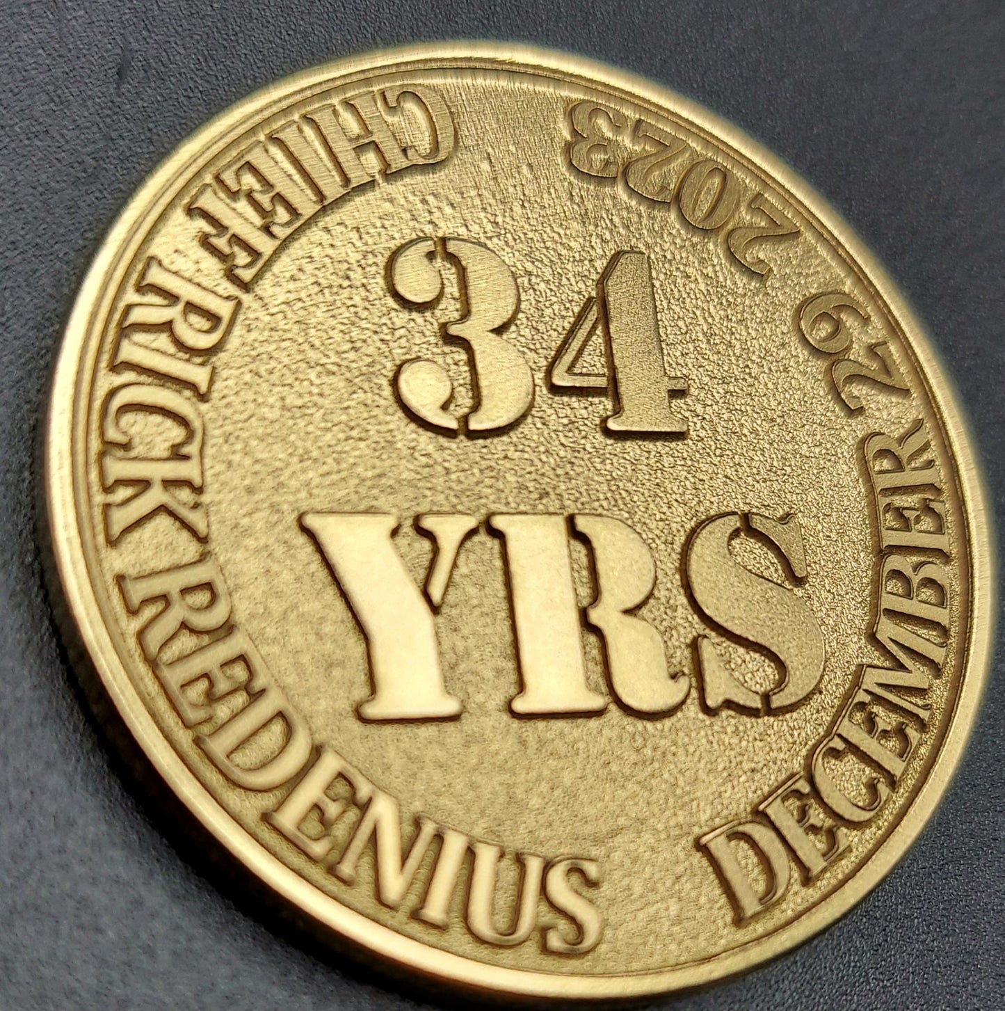 Custom laser engraved brass / stainless steel challenge coin - Firefighter, Fire Maltese, Fire Department, Fireman, Retirement, Deep Engrave